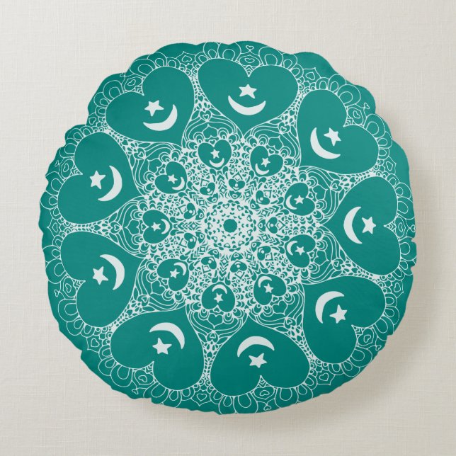 almohada sufí infinita de corazón mandala (Anverso)