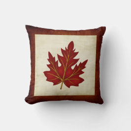 Almohada temática de la temporada de otoño roja de