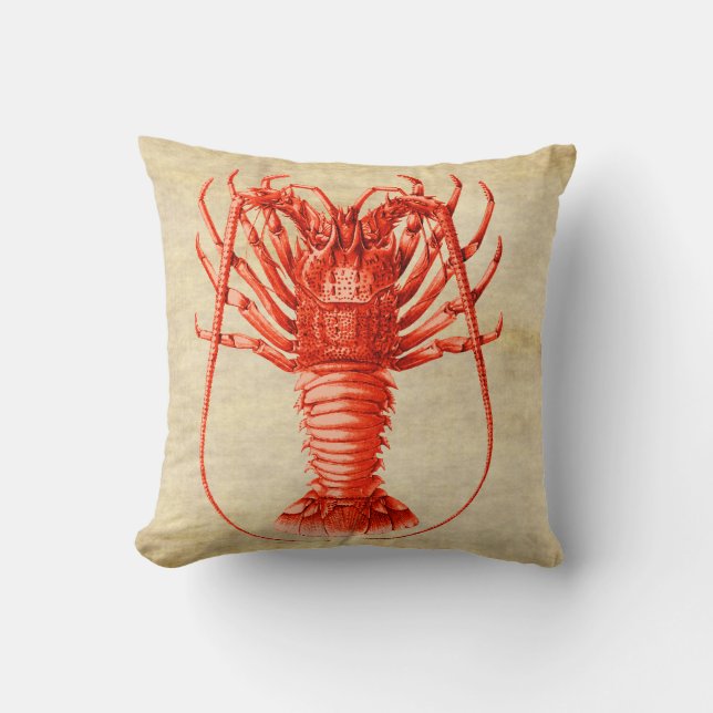 Almohada temática náutica de la langosta espinosa (Anverso)