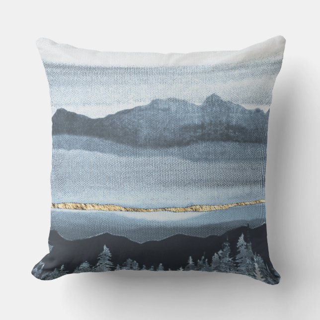 Almohada texturizada de tela horizontal de oro azu (Anverso)