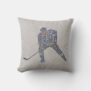 Almohada tipográfica del jugador de hockey a