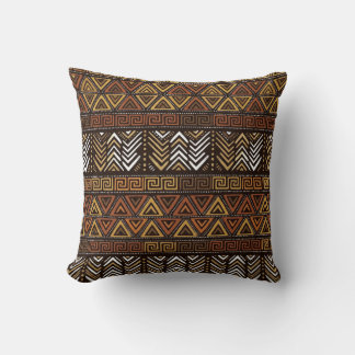Almohada tribal boho geométrica acentuada