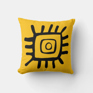 Almohada Tribal con Motivo Naranja Brillante