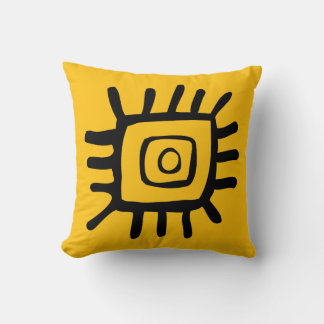 Almohada Tribal con Motivo Naranja Brillante