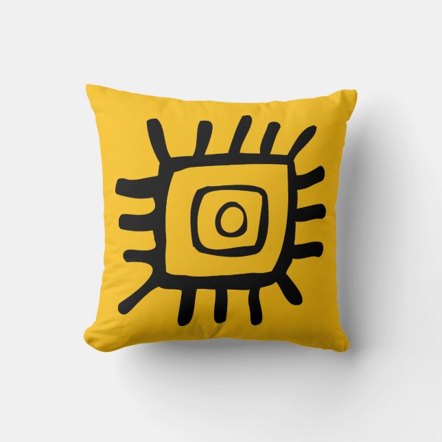 Almohada Tribal con Motivo Naranja Brillante (Anverso)