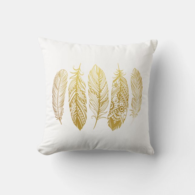 Almohada tribal de la impresión de la falsa pluma (Anverso)