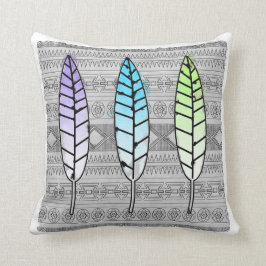 Almohada tribal de la pluma de la acuarela de moda