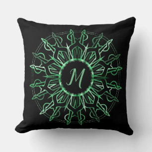 Almohada tribal verde sol