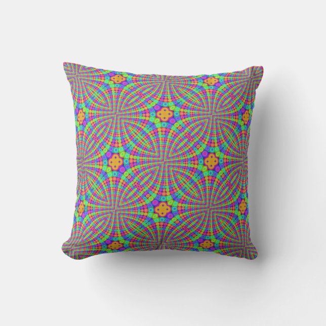Almohada Trippy de los círculos del arco iris (Anverso)