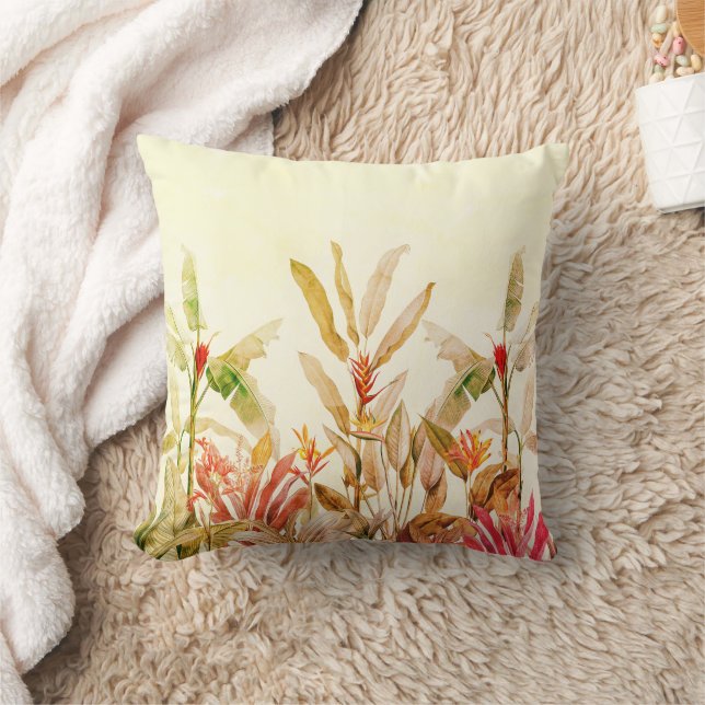 Almohada Tropical de Acuarela Botánica (Manta)