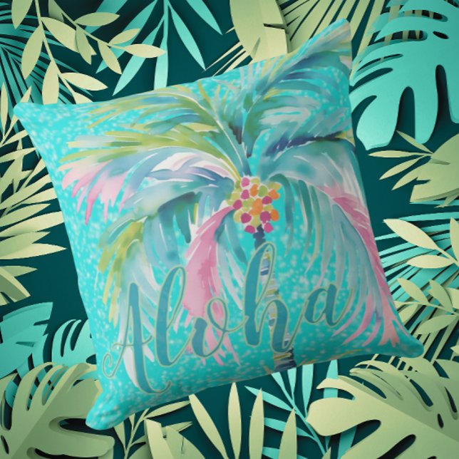Almohada Tropical de Palma Aloha Interior Exterior (Aloha!)
