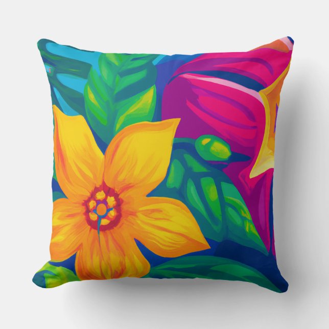 almohada tropical de tiro floral (Anverso)