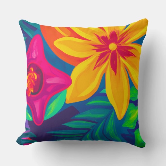 almohada tropical de tiro floral (Anverso)