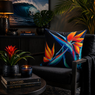 almohada tropical de tiro floral