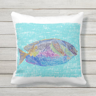 Almohada tropical del diseño de los pescados