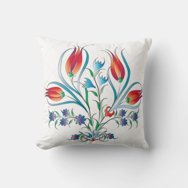 almohada turca de patrón de tulipán (Anverso)