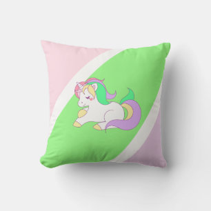 Almohada unicorniana verde lima rosa personalizada