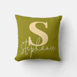 Almohada Verde Amarillo con Letra de Monograma