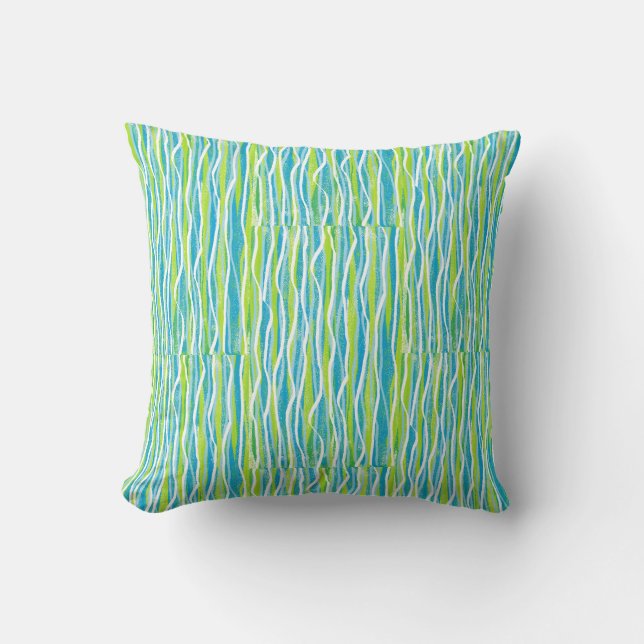 Almohada Verde Azul Acuática para Sofá, Cama o Div (Anverso)