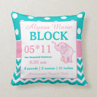 Almohada verde azulada de la invitación del bebé