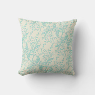 almohada verde azulada de patrón de damasco girato