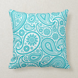 Almohada verde azulada del estampado de flores de