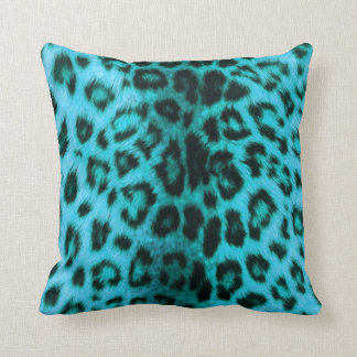 Almohada verde azulada del estampado leopardo
