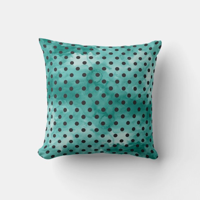 Almohada verde azulada del lunar de la acuarela (Anverso)