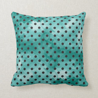 Almohada verde azulada del lunar de la acuarela