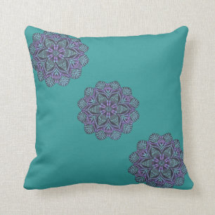 Almohada verde azulada elegante del estampado de