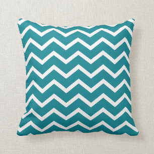 Almohada verde azulada en Chevron clásico