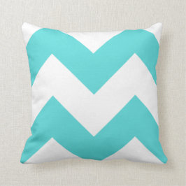 Almohada verde azulada y blanca del zigzag