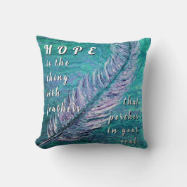 Almohada verde azulada y púrpura de la esperanza