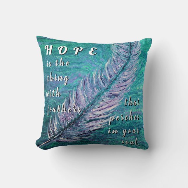Almohada verde azulada y púrpura de la esperanza (Anverso)