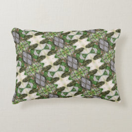 Almohada verde/blanca con foto de pájaro de patio