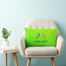 Almohada verde brillante con figuras abstractas co