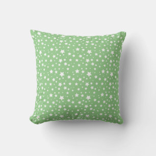 almohada verde claro con estrellas blancas minúscu