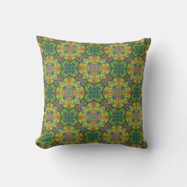 almohada verde con estampado (Anverso)