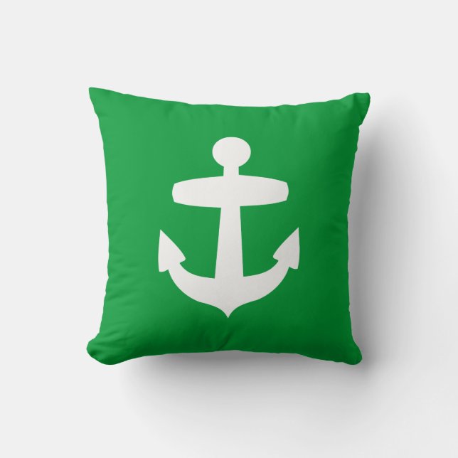 Almohada verde contemporánea del ancla (Anverso)