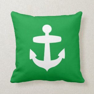 Almohada verde contemporánea del ancla