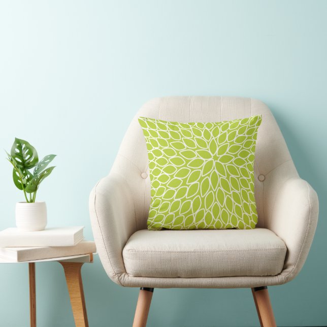Almohada Verde Crisantemo Moderno Vintage (Silla)