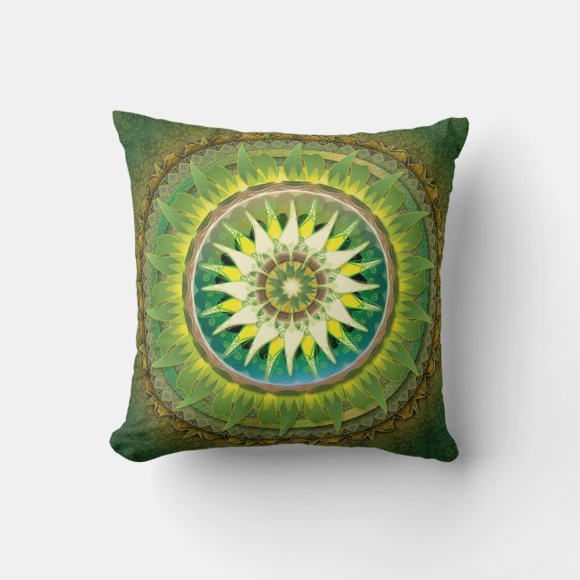 Almohada verde de la mandala (Anverso)