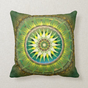 Almohada verde de la mandala