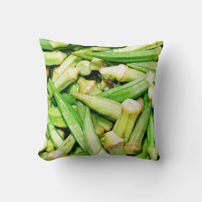 Almohada verde de los Okras de las verduras (Anverso)