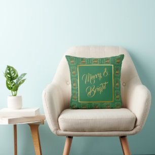 Almohada Verde de Navidad de Cuerno Francés Elegan
