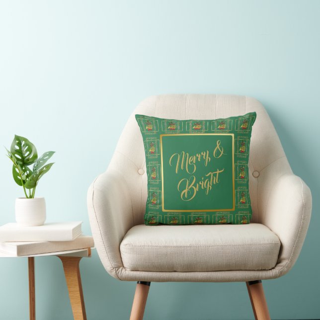 Almohada Verde de Navidad de Cuerno Francés Elegan (Silla)