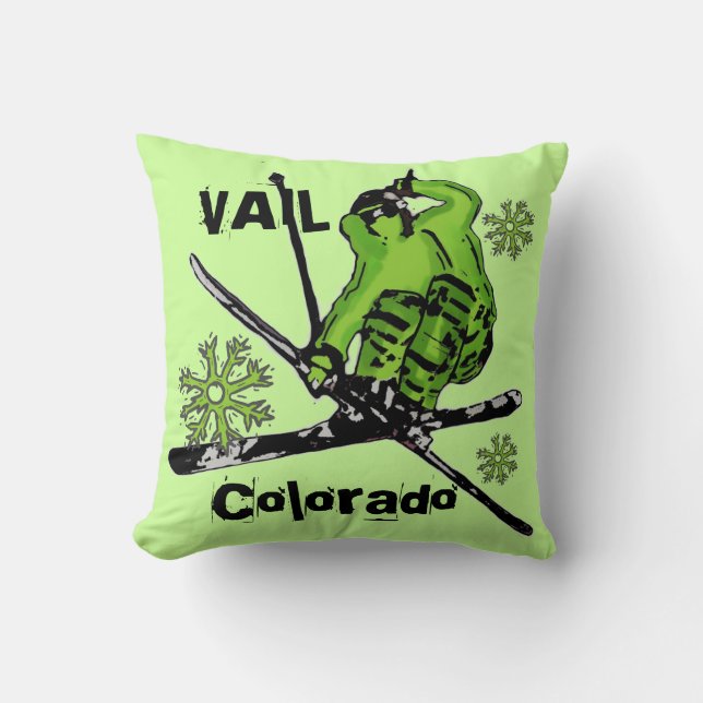 Almohada verde de neón del esquiador del tema de (Anverso)