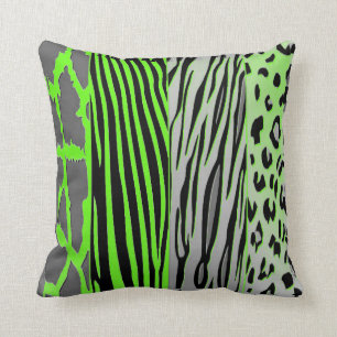 Almohada verde de neón del estampado de animales