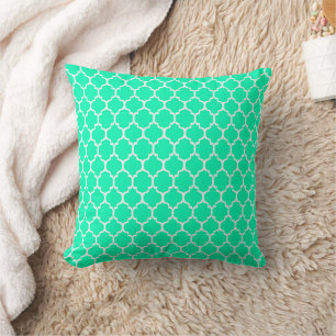 Almohada Verde de Primavera Blanca Cuatro Hojas