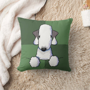 Almohada Verde de Terciopelo de Bedlington Terrier